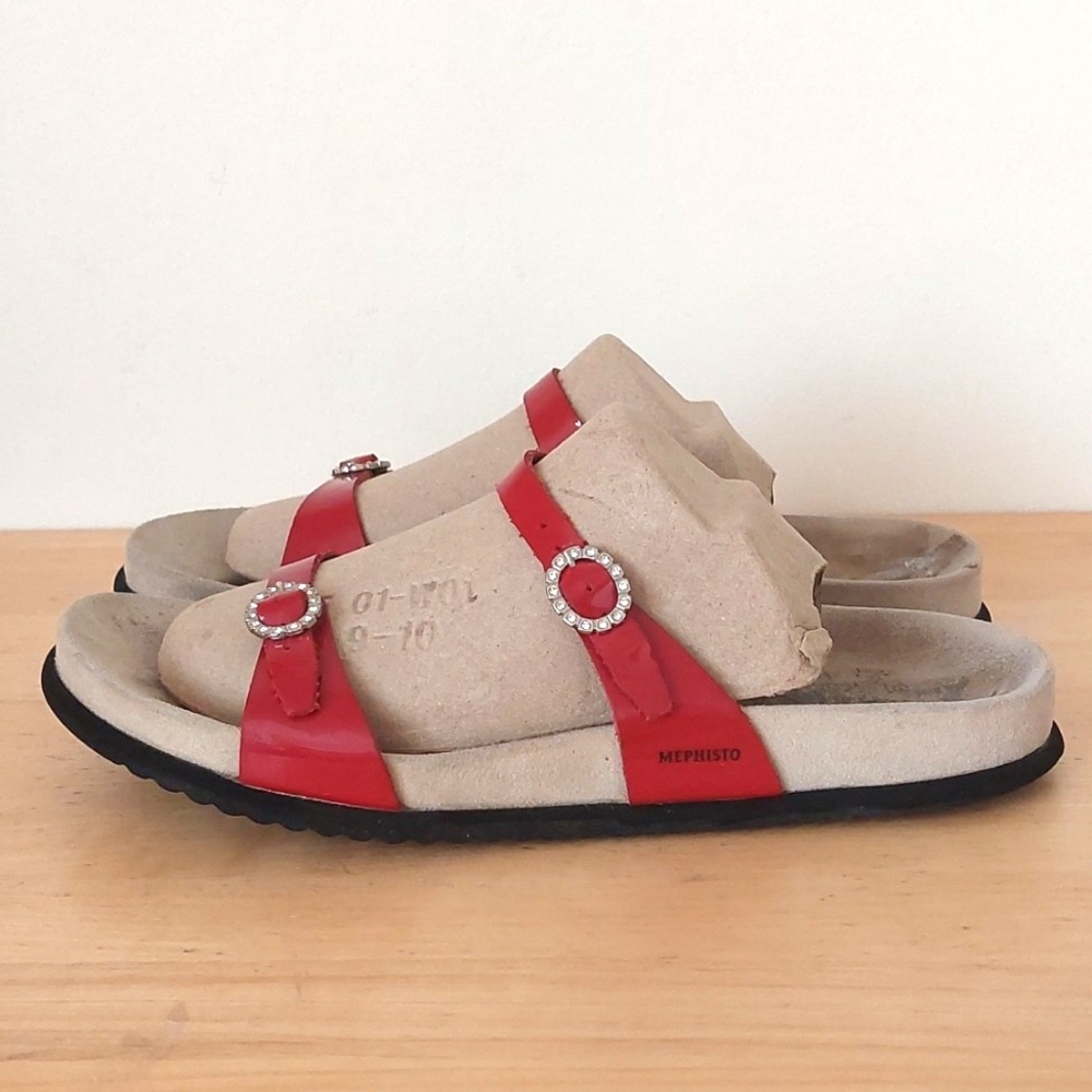 Mephisto Two Straps Red Patent Leather Sandals